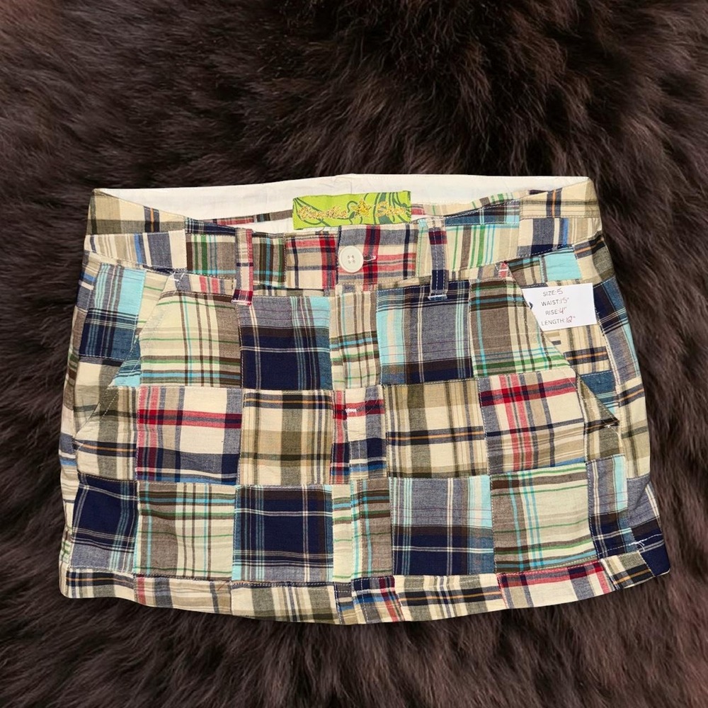 Vintage y2k Patchwork Plaid Mini Skirt